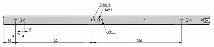 Telescopic slider H=45 (full extension) soft close L=600 made of zinc coated steel