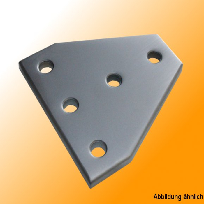 T-connection plate 90x90 in anodized aluminum with 5 holes, resistant to environmental influences (rust, water...)
