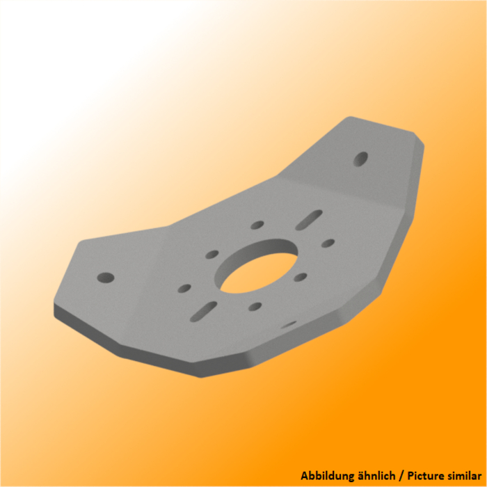 Medium tripod plate aluminium lasered medium 20° t=8mm