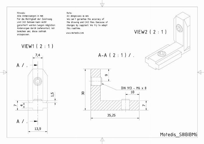 Inner bracket zamak (30 B-Type / 40 I-Type) Slot 8 M6