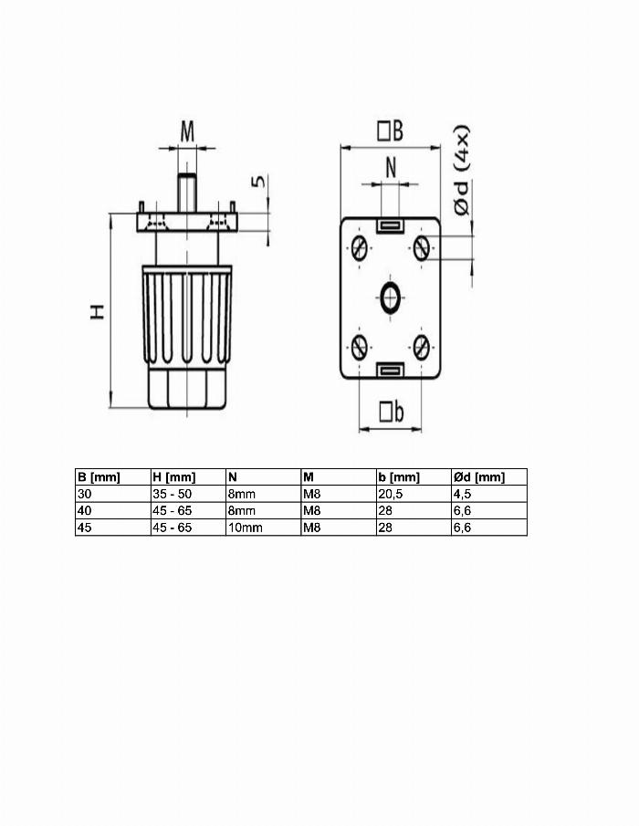 Compact, height-adjustable foot for mounting on aluminium profiles with threaded stem