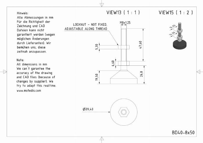 We offer these D40 M8 L50 heavy duty adjustable feet with galvanized steel threaded stem