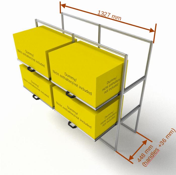 Double rear garage shelf with telescopic slider